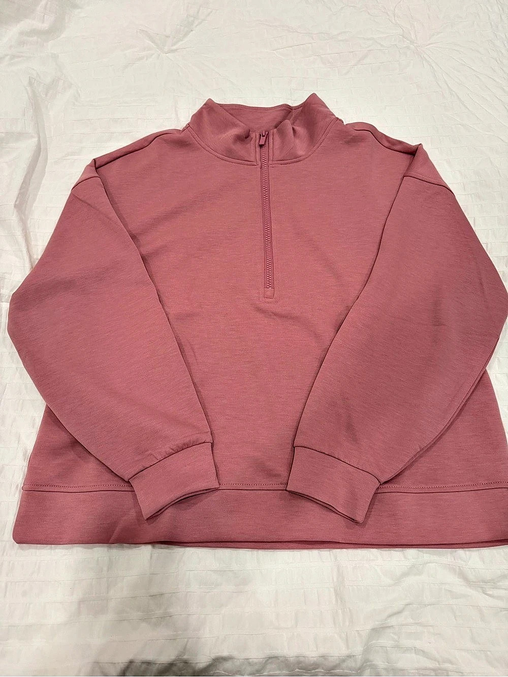 ZENANA Half Zip Pullover and Jogger Set Large Pink